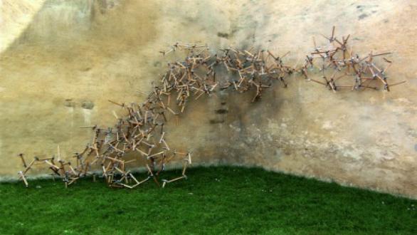 Deleuze & Guattari Fixing the Rhizome, 2008. Installation. Hammers, nails. Variable Dimensions. 