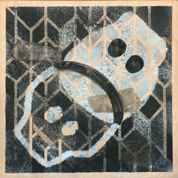 "Juntos hasta la muerte" Tinta/madera. 60 x 60 cm.