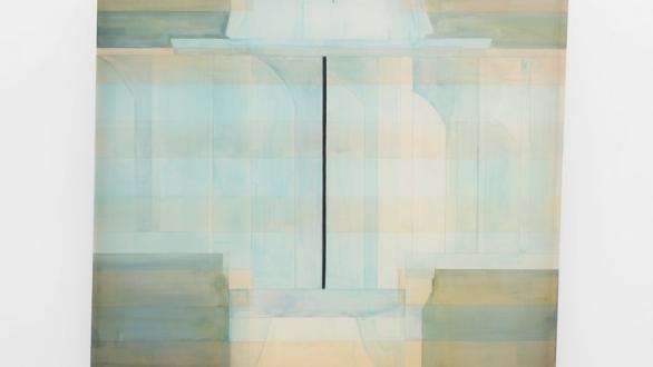 Leah Ke Yi Zheng, Untitled (no.49/revolution), 2024, Acrylic on silk over mahogany stretcher, 190.5 x 208.3 cm | 75 x 82 in