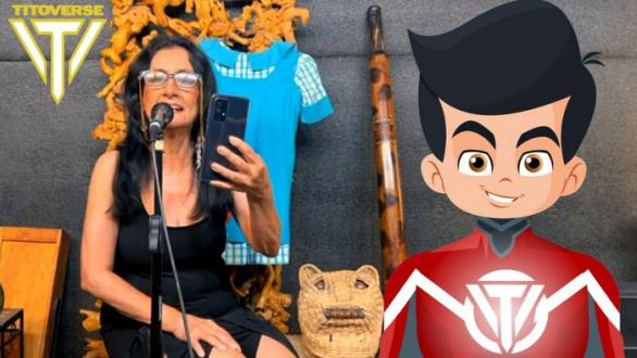 Rosa y Tito/ Cortesía de Rosa Bouchot. Ilustración de Tito como titán/ Luis Ernesto González