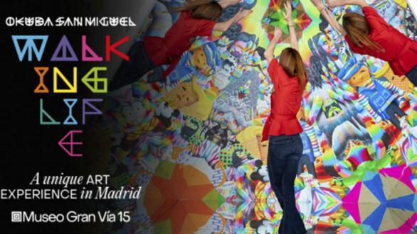 Cartel de la expo Walking Life de Okuda San Miguel 