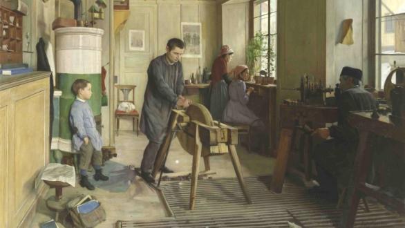 Edouard Kaiser, Polisseuses et guillocheur, 1896 © Collection Musée des Beaux-Arts, Le Locle