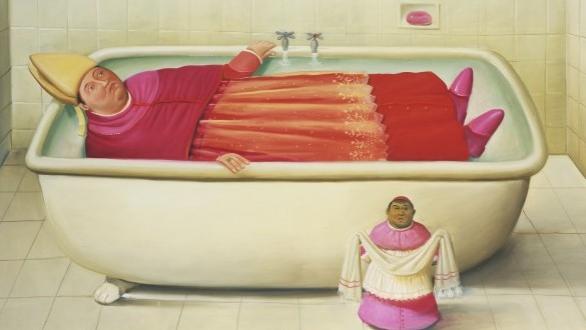 Fernando Botero. El baño del Vaticano, 2006. Óleo sobre lienzo