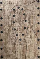 Ndoki Malo, 1991, acrílico sobre papel amate, 242 x 120 cm, col. Orlando Hernández