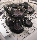 Pepón Osorio (Puerto Rico) Lolo, 2008
 Alfileres, imagen digital, plexiglás y sandalias /  Pins, digital image, plexiglass and sandals