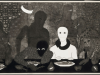 La cena, de Belkis Ayón, obra incluida en la exposición Mito y desobediencia en el MALBA de Buenos Aires.
